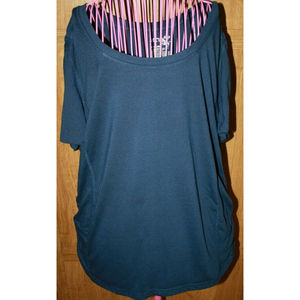 Terra & Sky Women's Top Short Sleeve  Navy Blue Size 1X(16W-18W) GUC